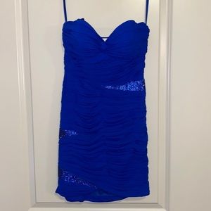 Size 2 Blue La Femme Strapless Dress